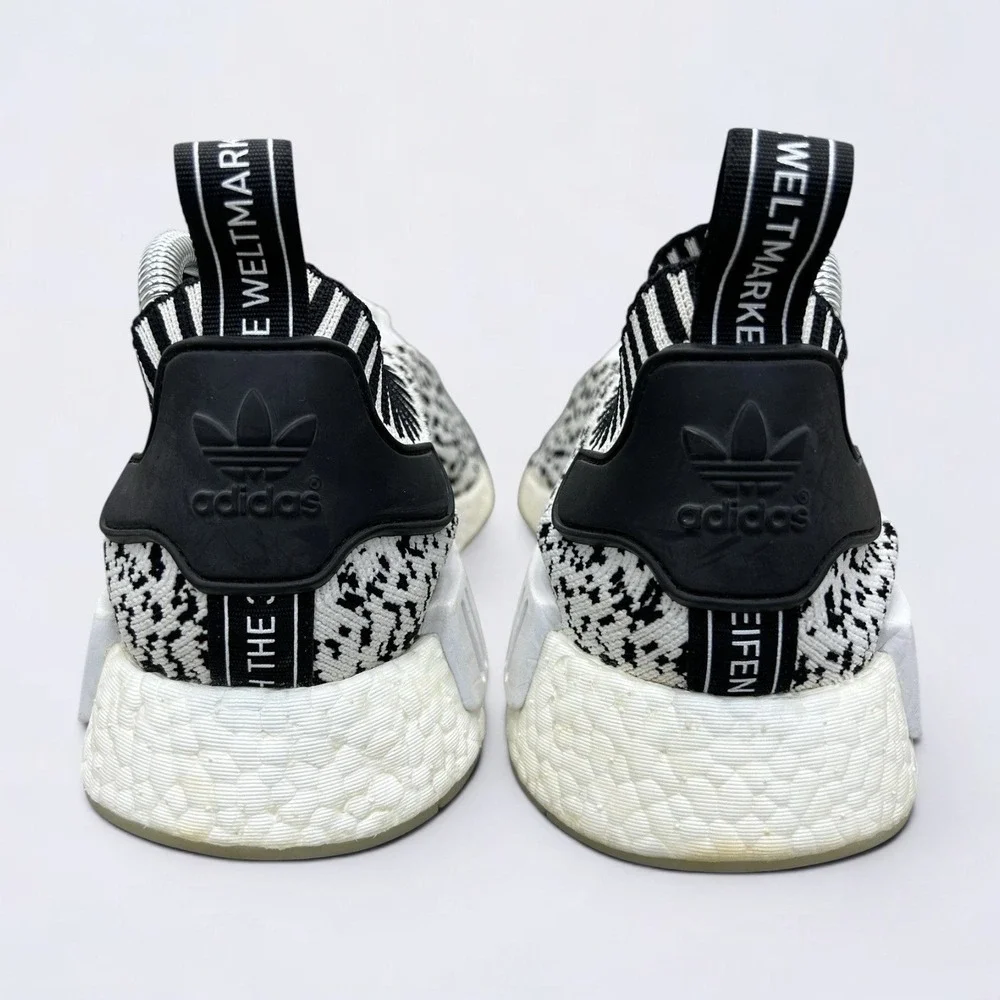 Adidas NMD R1 Primeknit Shoes Men's 7.5 White Black Sashiko Zebra Glitch BZ0219